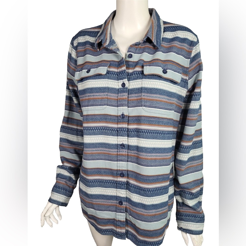 Patagonia Fjord Flannel Shirt Organic Cotton Stripe Button Up‎ Size M